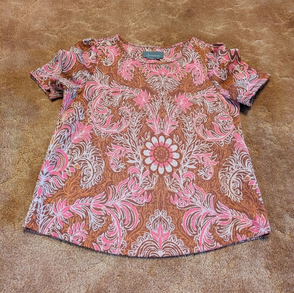 Anthropologie Metallic Brown And Pink Shirt - Size S
